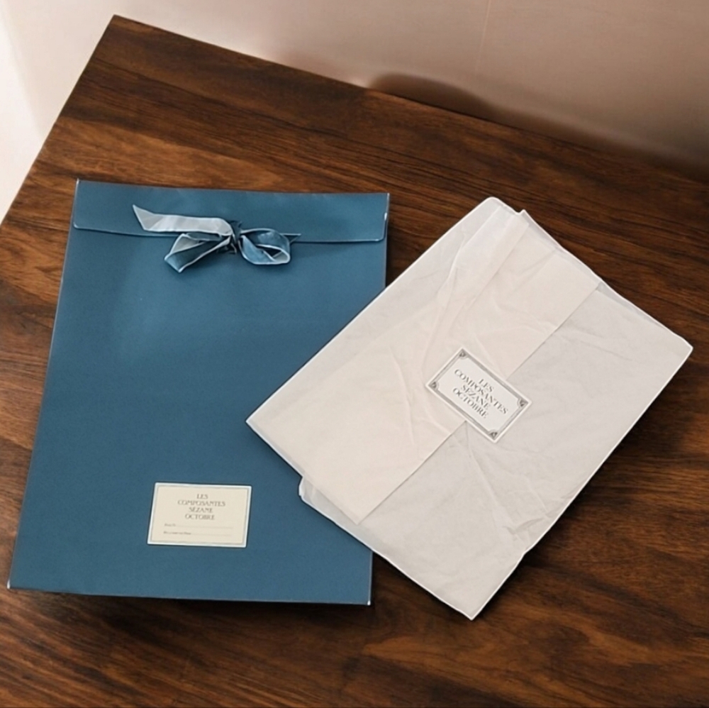 SEZANE Blue Paper Gift Bag Tissue Wrap for Scarf Pouch Purse Wrapping France - Picture 7 of 10
